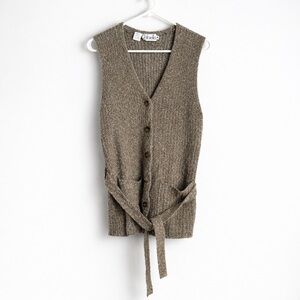 Rafaella Taupe Button-Front Sweater Vest
